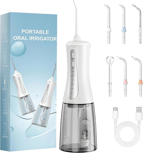 Cordless Water Dental Flosser (350ml Upgraded Tank) – 5 Modes & 6 Jet Tips