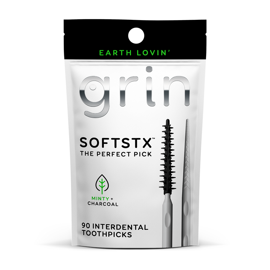 Grin Charcoal Softstx، أعواد أسنان لطيفة، 90 قطعة #822